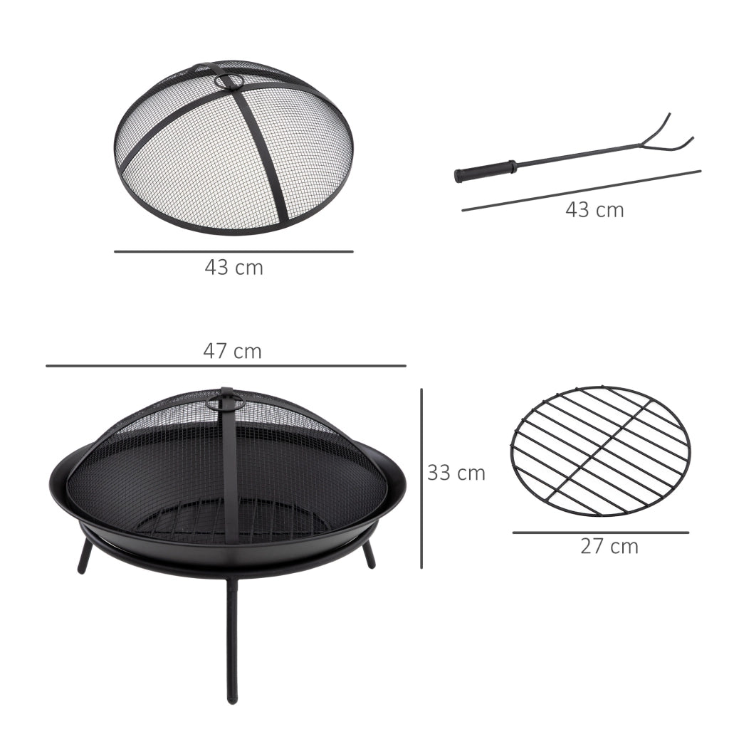 Brasero da esterno con coperchio e attizzatoio ¨C zephmum ¨C nero ?47x33 cm
