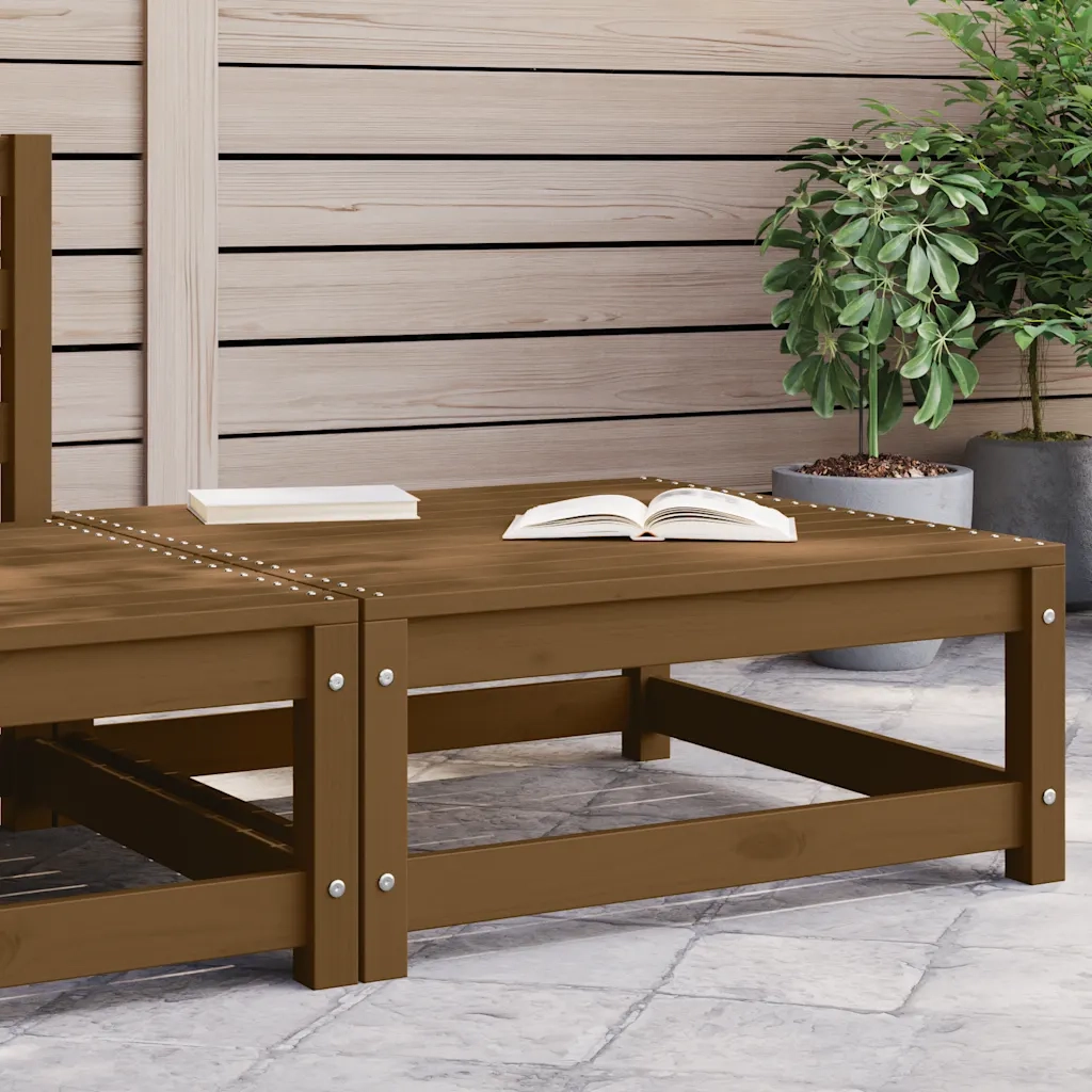 Poggiapiedi da Giardino 70x70x30 cm Marrone Miele Massello Pino cod mxl 39526