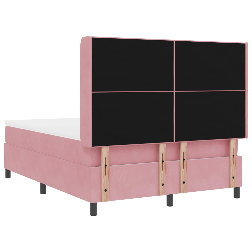Letto Box Spring con Materasso e LED Rosa 140x190 cm Velluto