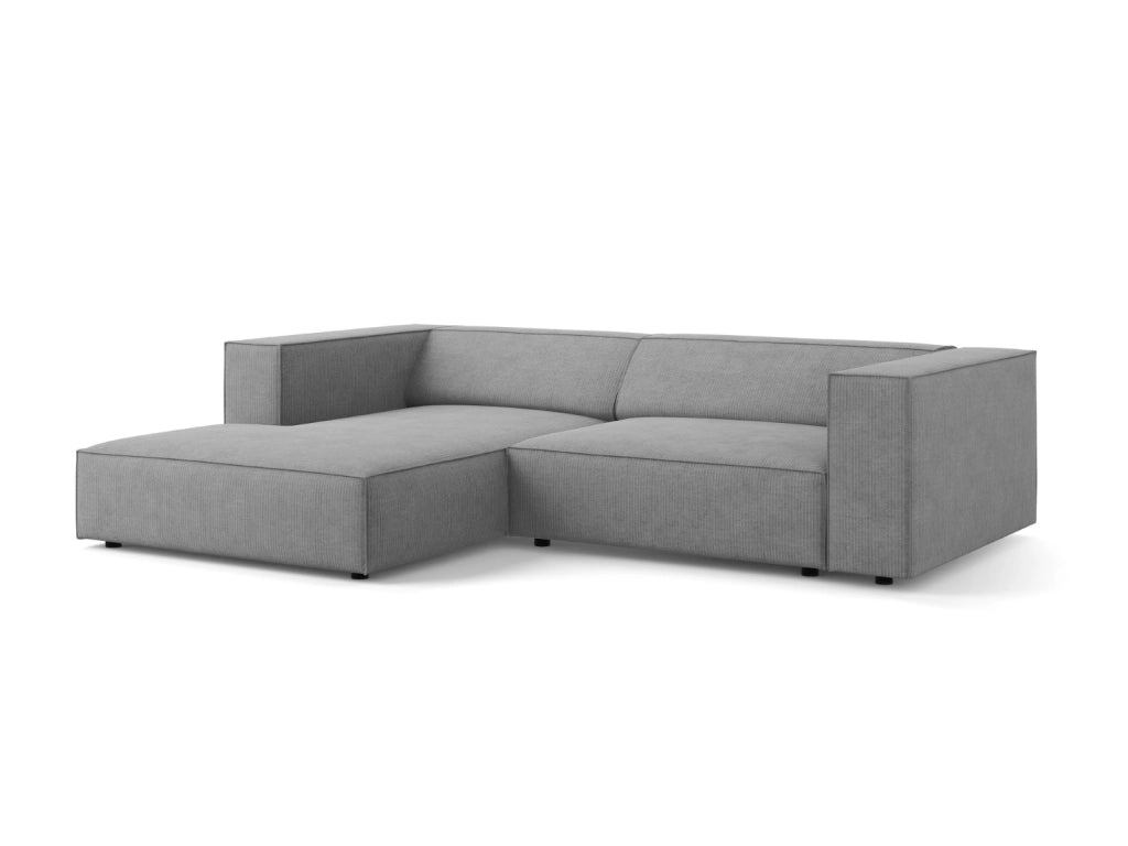 Cosmopolitan Design - Divano angolare sinistro "Arendal" 3 posti in ciniglia con effetto a coste grigio scuro 