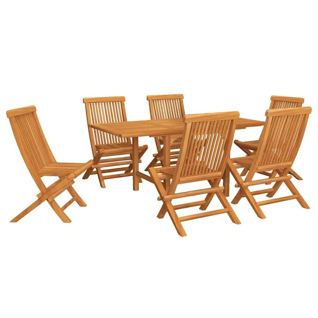 Set da Pranzo da Giardino 7 pz in Legno Massello di Teak