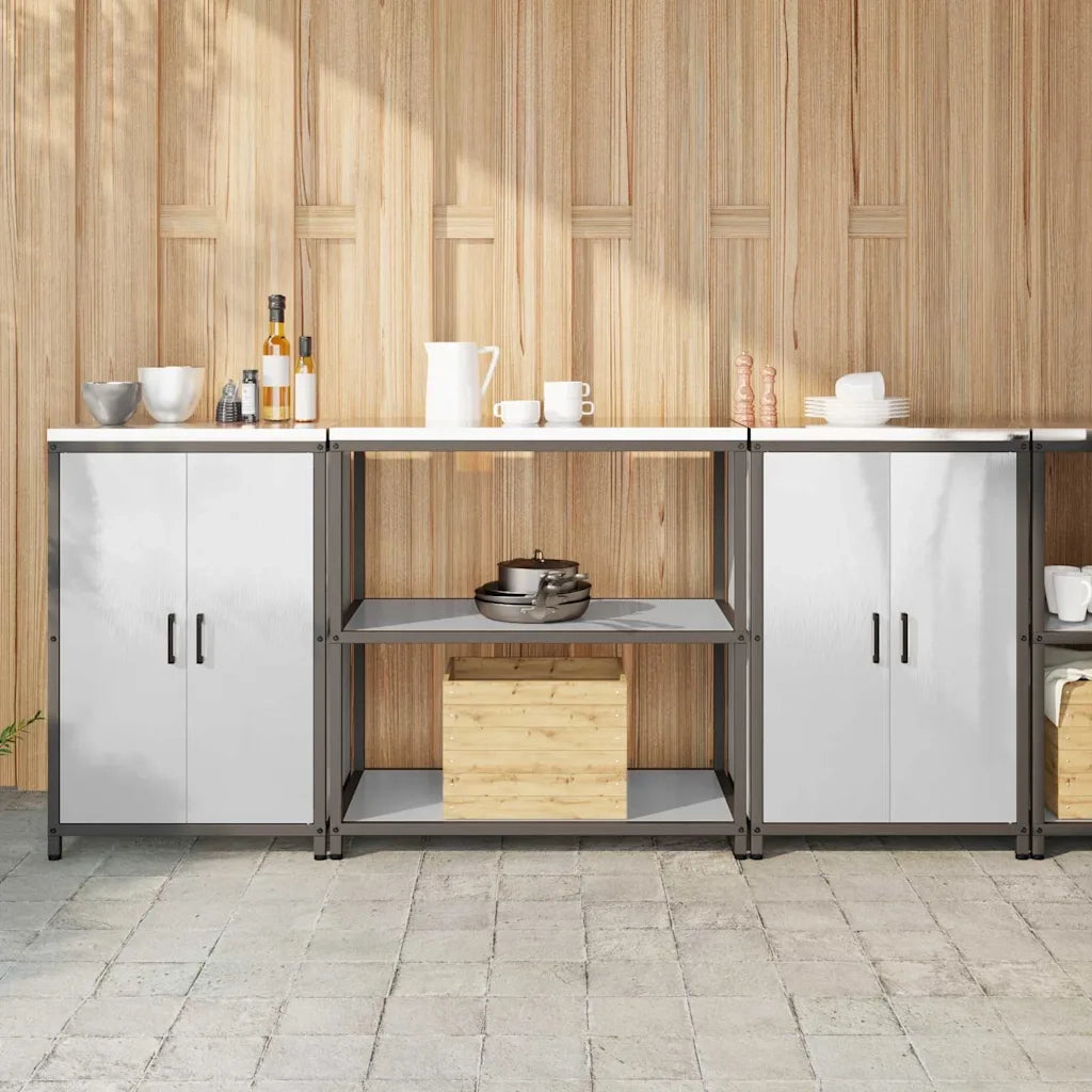 vidaXL Set di Stoccaggio per Cucina 3 pcs Argento 210 x 50 x 92 cm