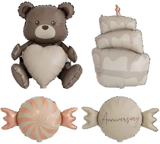 Set di palloni da festa da 4 pezzi - Decorazione da festa senza forma - Pallone morbido 45x52 cm - Pallone torta 45x65 cm - Palloni da caramella - Facile da organizzare - Palloni da festa