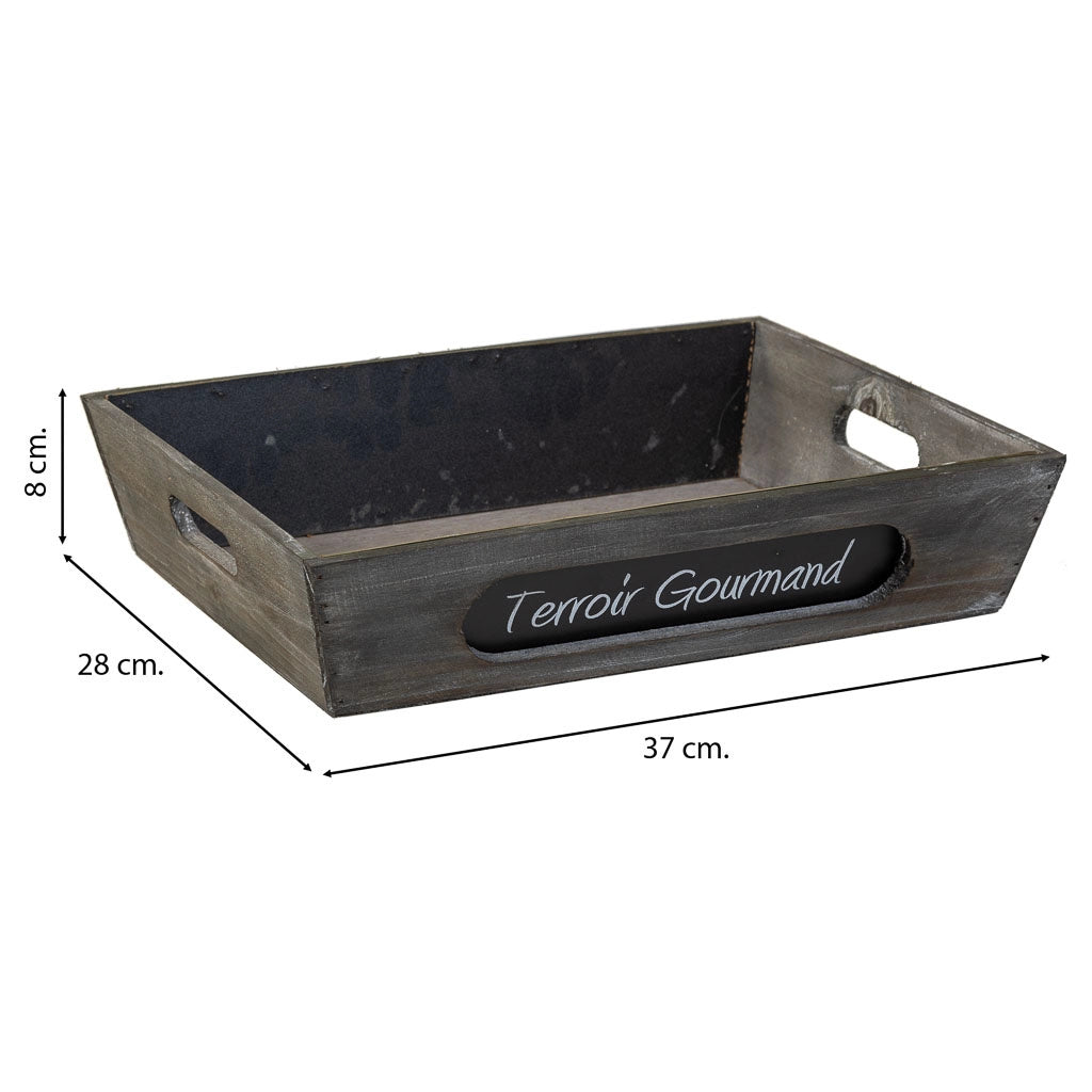 Cestino in legno grigio 37x28x8h cm