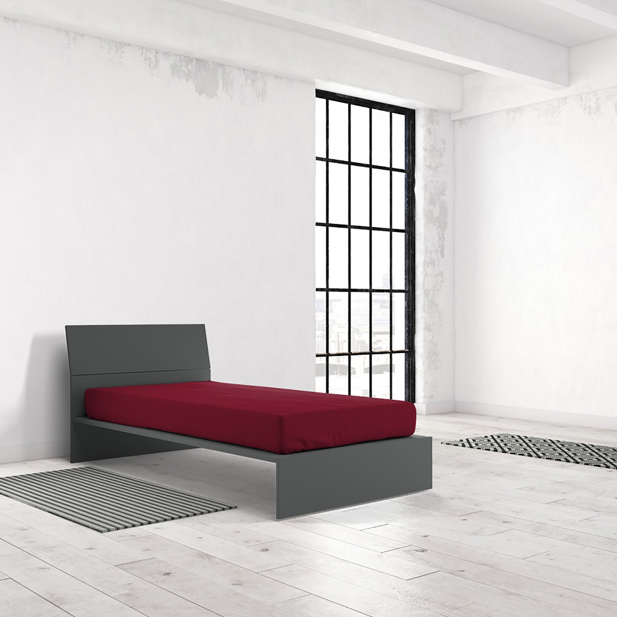 Lenzuolo Sotto con Angoli ed Elastico Tinta Unita Bordeaux Matrimoniale Maxy