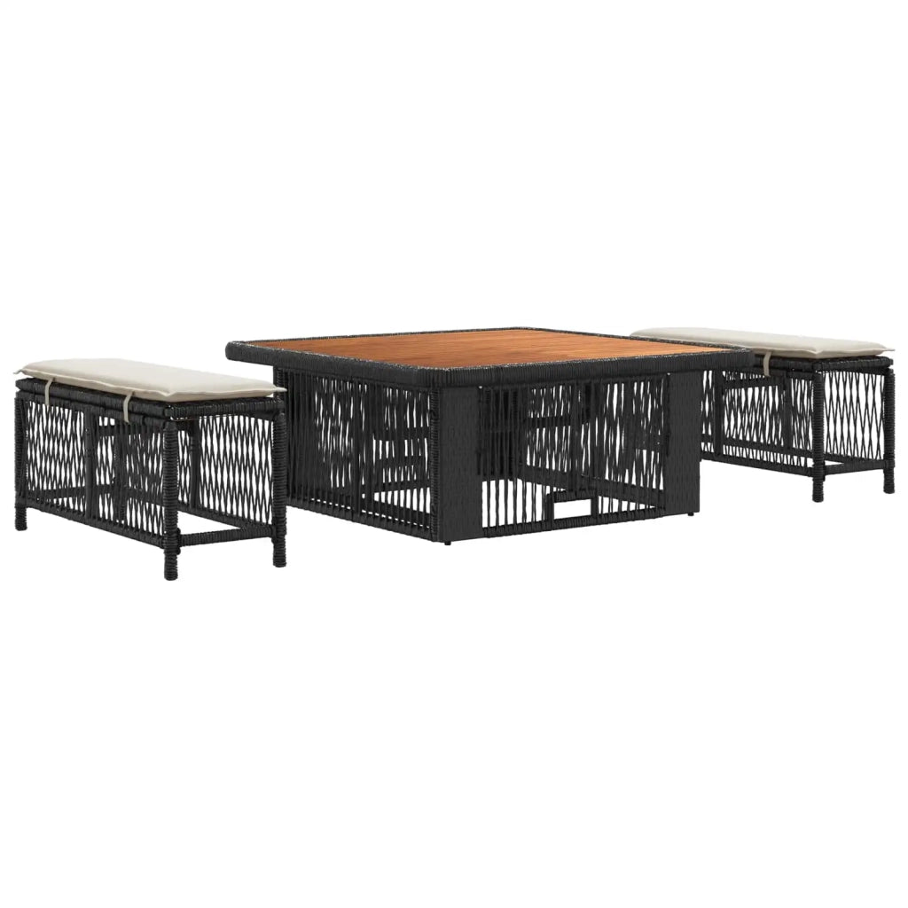 Set da Pranzo per Giardino 3 pz | Set Salotto da Giardino Beige e Crema polyrattan