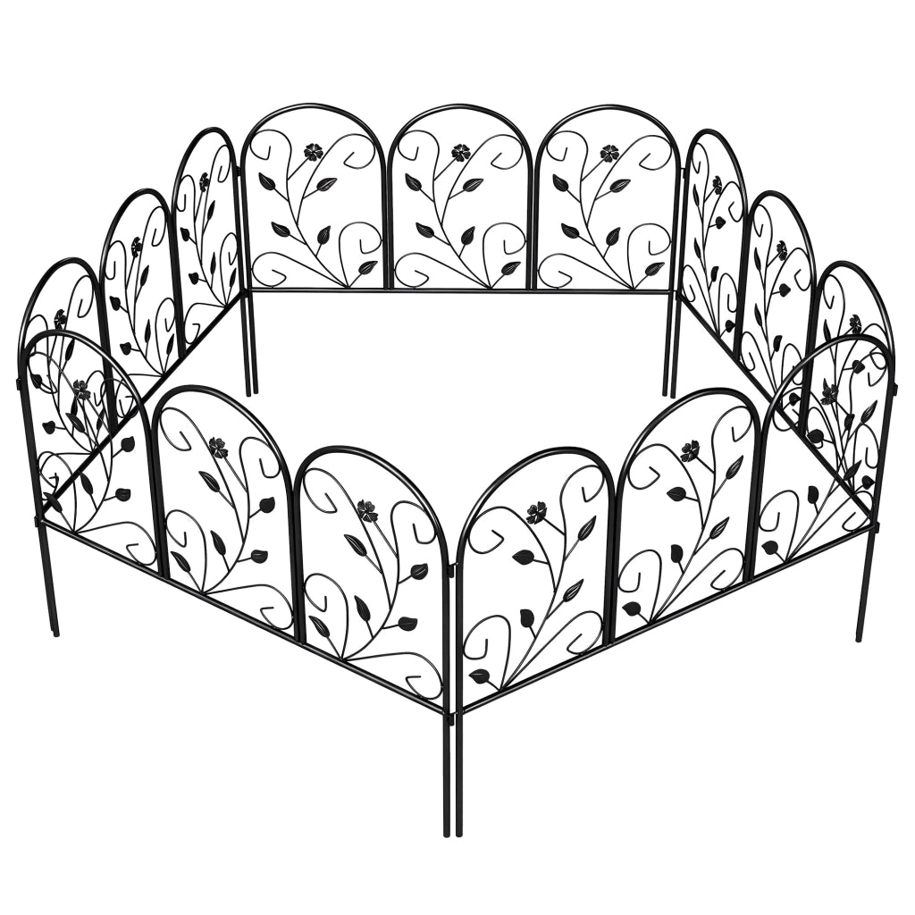Pannello Recinzione Giardino 5 Pezzi 80x60 cm ¨C Zephmum ¨C Nero Antiruggine