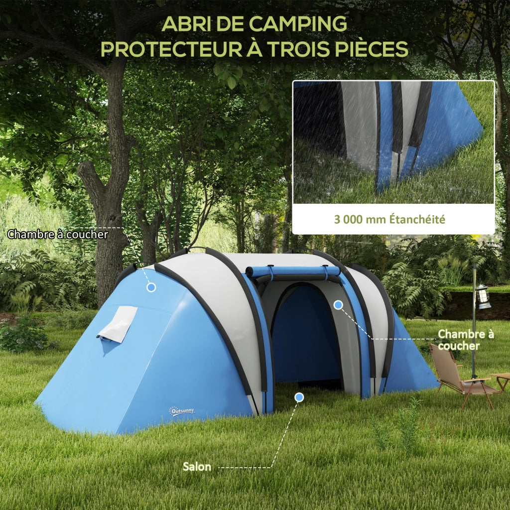 Tenda da campeggio familiare 4-5 persone ¨C Xylo ¨C 2 camere, 3 finestre, impermeabile, 450x220x180 cm
