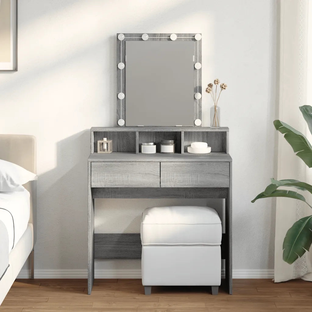 Toeletta | Tavolo da Trucco con LED Grigio Sonoma 80x41x144,5 cm