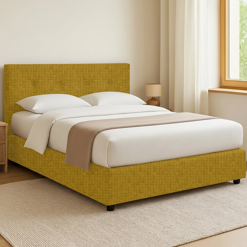 Oxford, Letto Matrimoniale Sfoderabile Made in Italy, Giallo Ocra