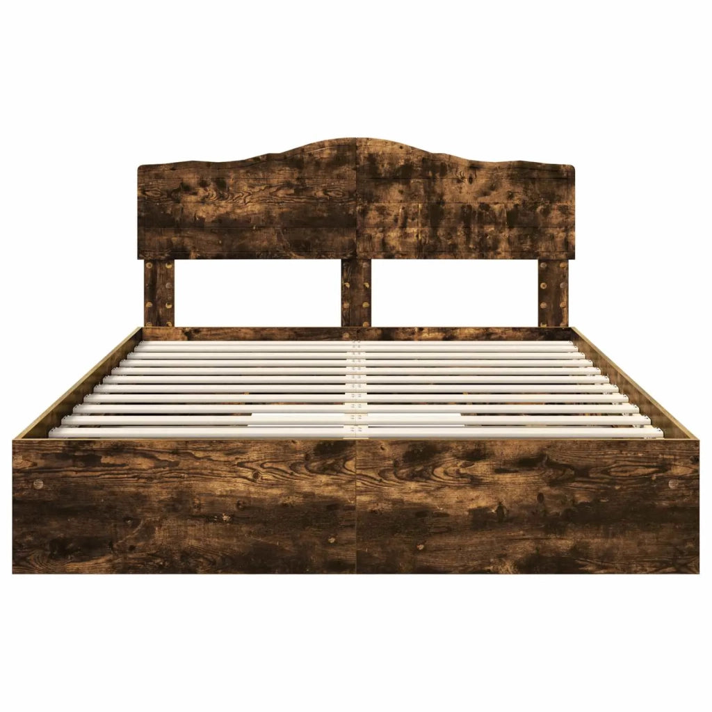 Letto con Contenitore con testiera Rovere fumé 160 x 200 cm 3413079