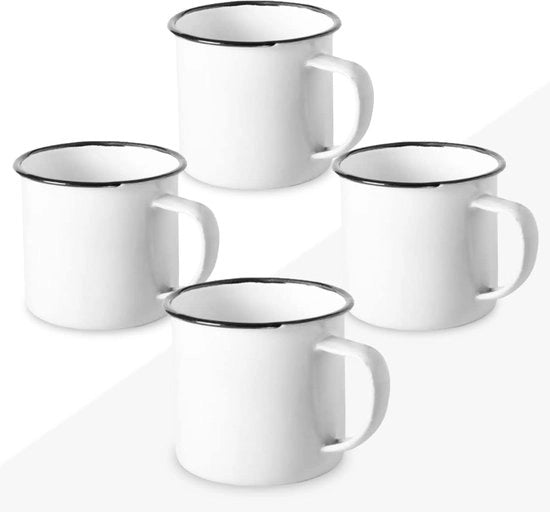 Set di tazze in ceramica, 12 oz bevande calde/fredde | design retro colori uniformi | accessori per campeggio, picnic o viaggio | Leggero, trasportabile e riutilizzabile