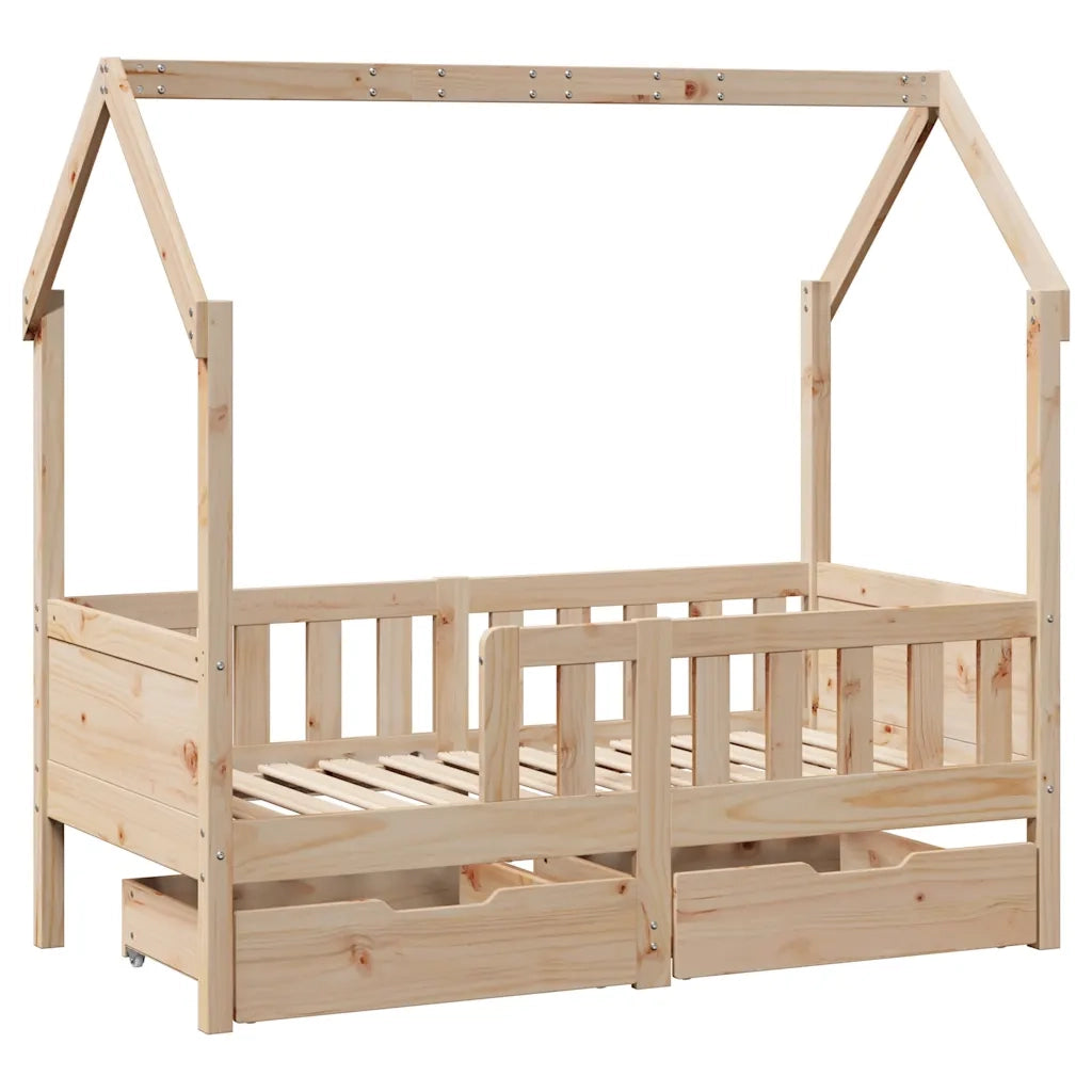 Giroletto per Bambini con Cassetti 80x170cm Legno Massello Pino 3302041