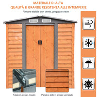 Casetta Box da Giardino 197,5x160x178-201 cm in acciaio e Polipropilene Marrone
