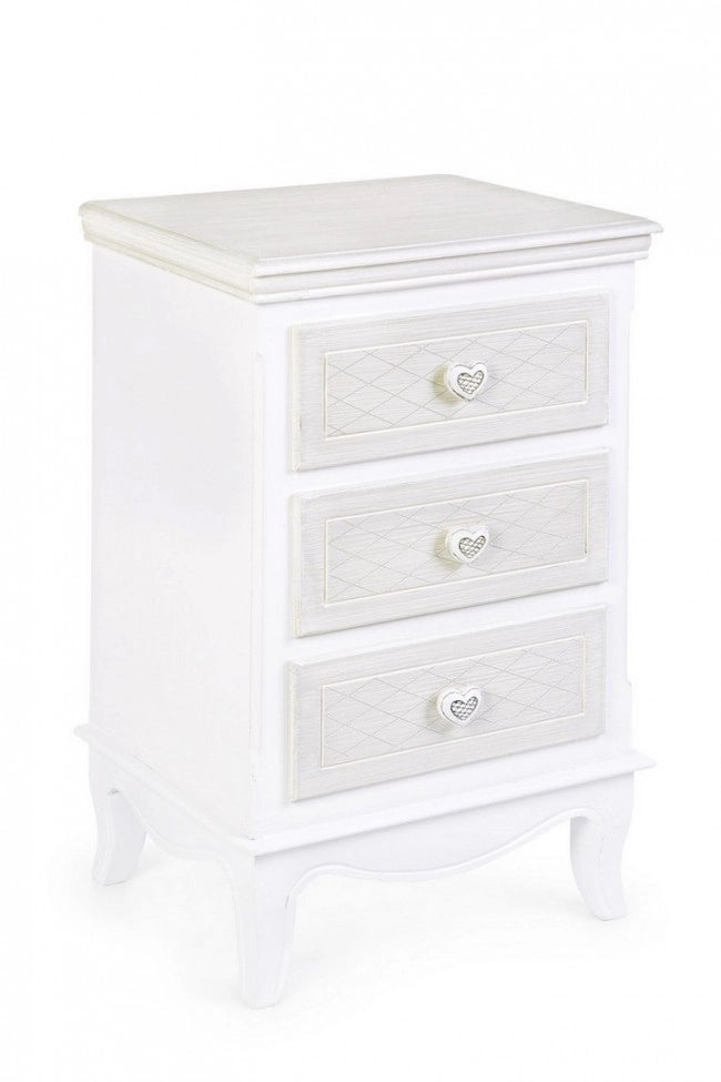 Cassettiera Legno Bianco Stile Romantico da Interno - CAROLINE