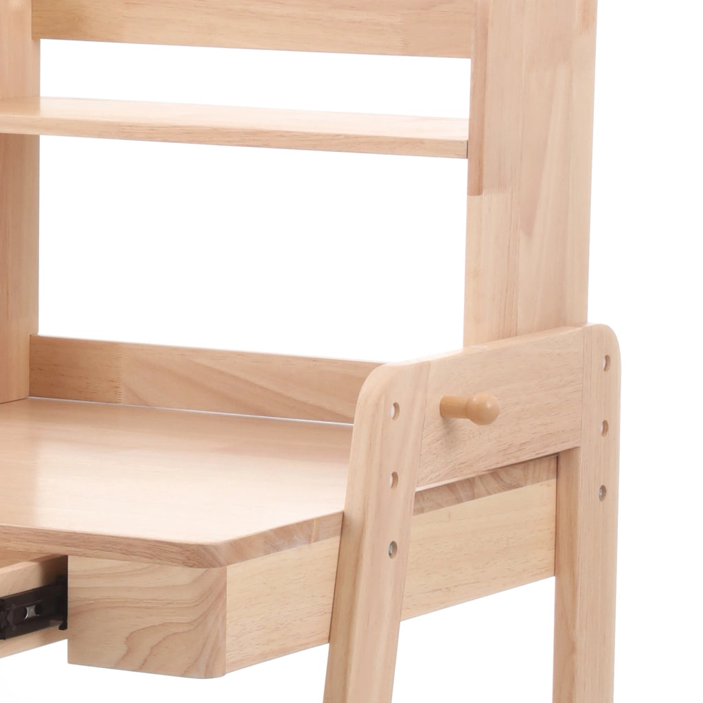 Scrivania per bambini 60x88.2x118 cm regolabile in altezza con cassetto e vano contenitore in legno naturale
