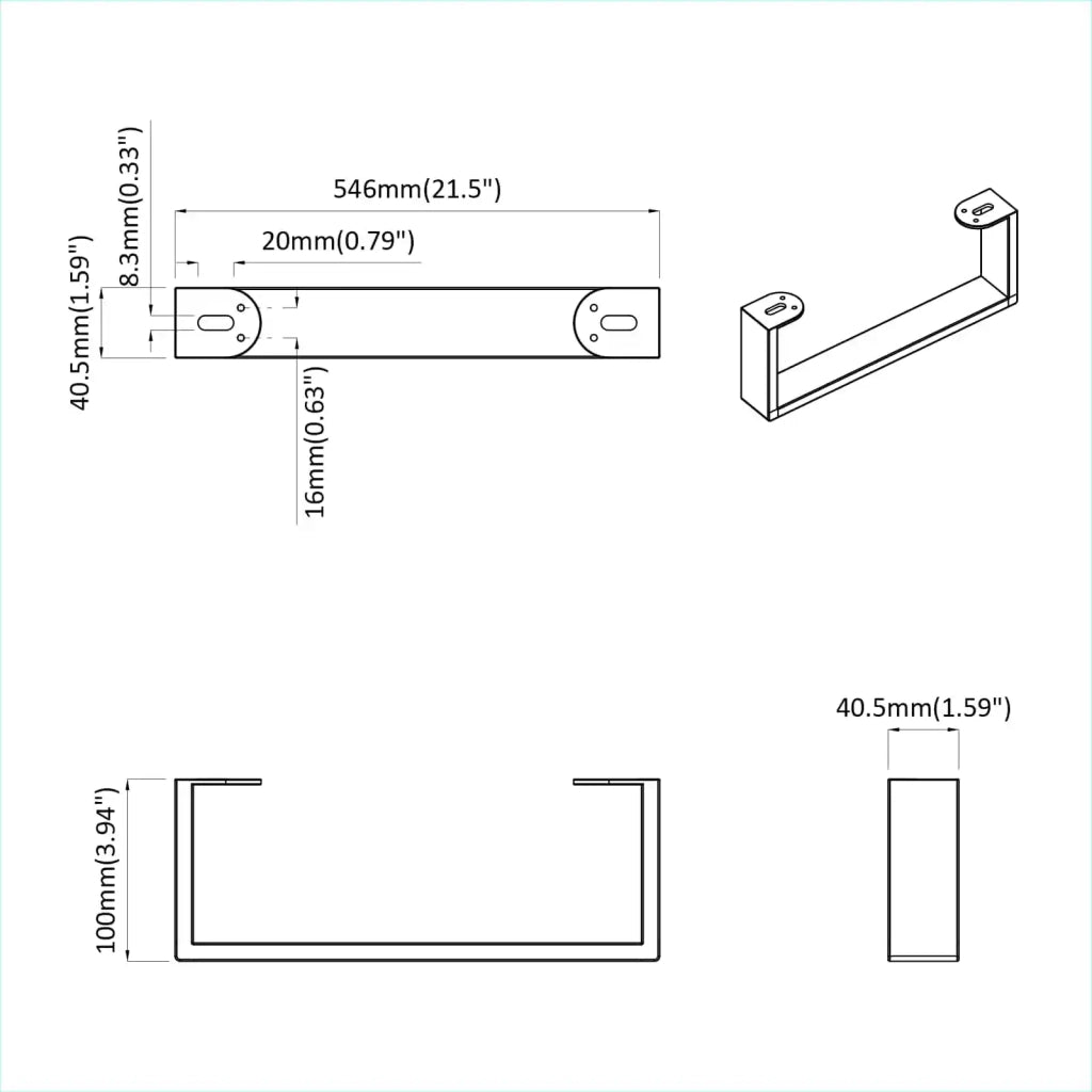 Piedini per mobili 12 pcs Nero 546 x 40,5 x 100 mm Ferro 864817
