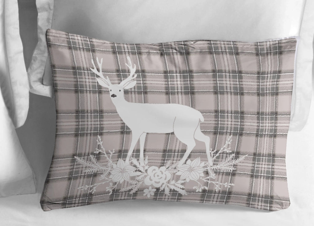 Copripiumino Sacco Piumone Cotone Flanella Pensieri Delicati Dis. Tartan Cervo - Matrimoniale - Beige