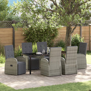 Set da Pranzo per Giardino in 7 Pezzi con Cuscini Grigio Rattan Polimerico