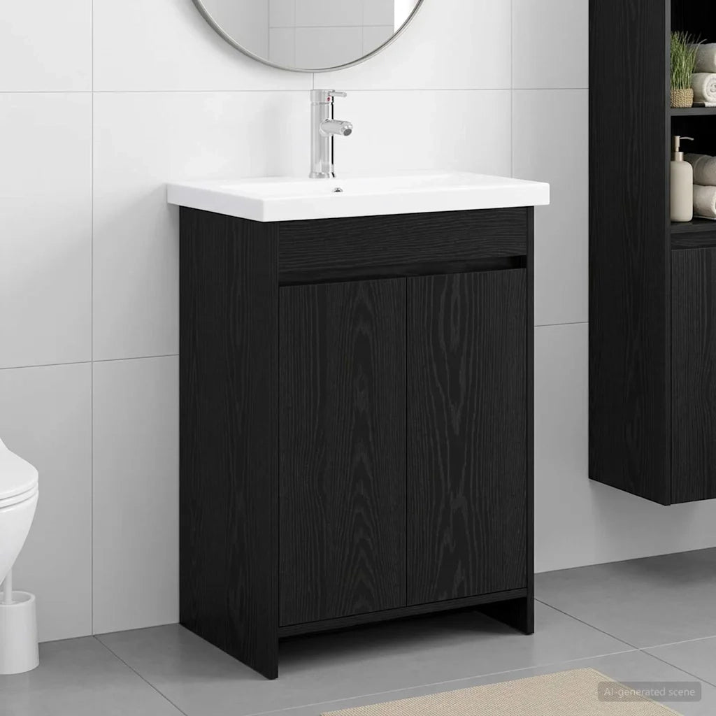 Set di mobili per il bagno Rovere Nero 61 x 40 x 84,5 cm 3404275