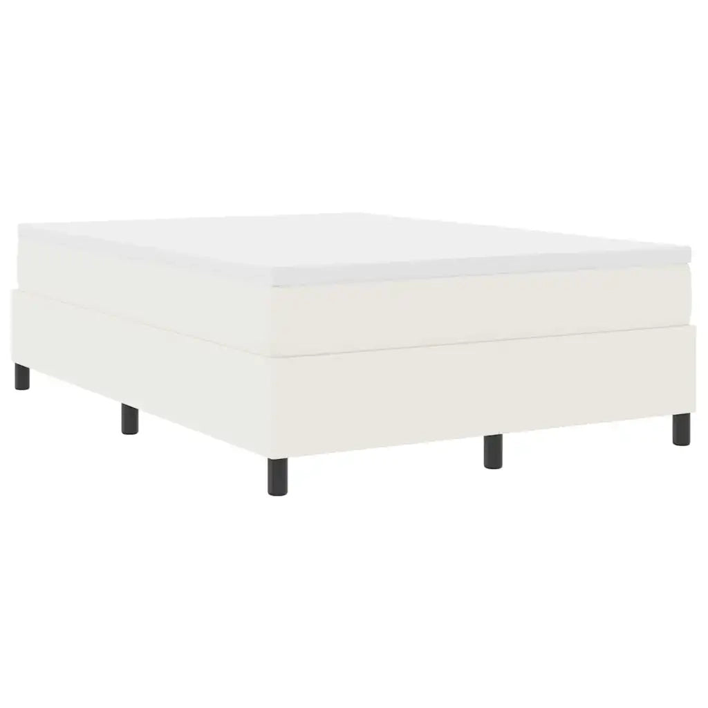 Letto a molle Crema e Bianco 140 x 200 cm Tessuto in Cords 3337469