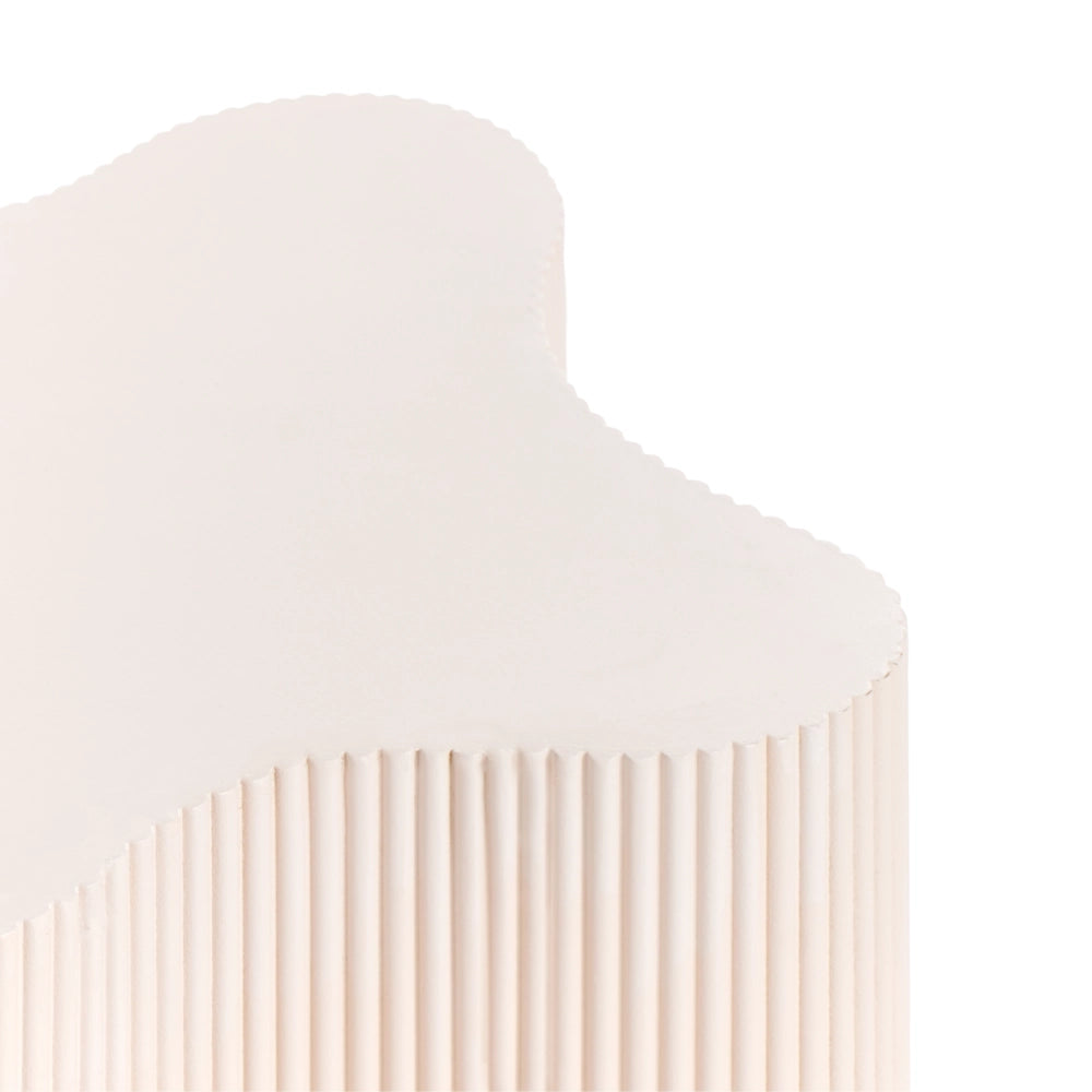 Tavolino con piano in MDF bianco design scanalato 40 x 50 cm Bianco Sporco stile moderno Soggiorno