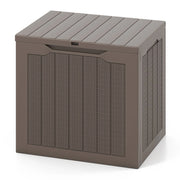 Contenitore per terrazza da 25 galloni con coperchio bloccabile e tessitura in vimini, Scatola di stoccaggio da esterno Marrone-Panchine