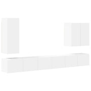 Set di Mobiletto da TV a Parete Montaggio a parete 6 pz | Armadietto TV | Mobile Porta TV Bianco