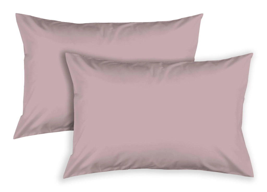 Completo Lenzuola In 100% Cotone Percalle Made In Italy Tinta Unita - Piazza E Mezza - Rosa