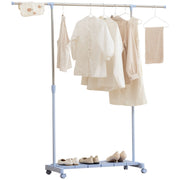 Appendiabiti Estensibile con Ruote e Scarpiera ¨C Minimal ¨C 159x42x168 cm Azzurro Argento