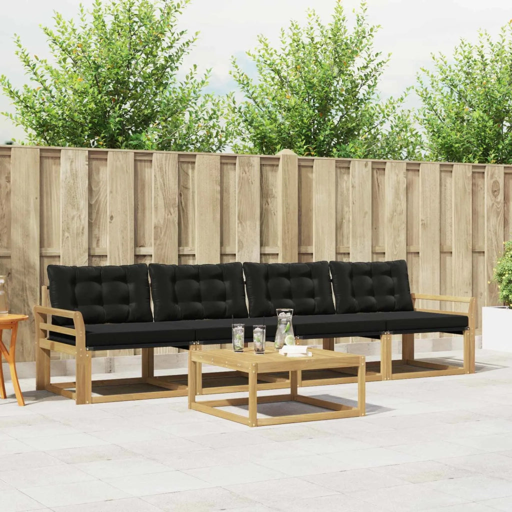 Set di divani da esterno 5 pcs Bianco e Nero 79 x 79 x 37 cm