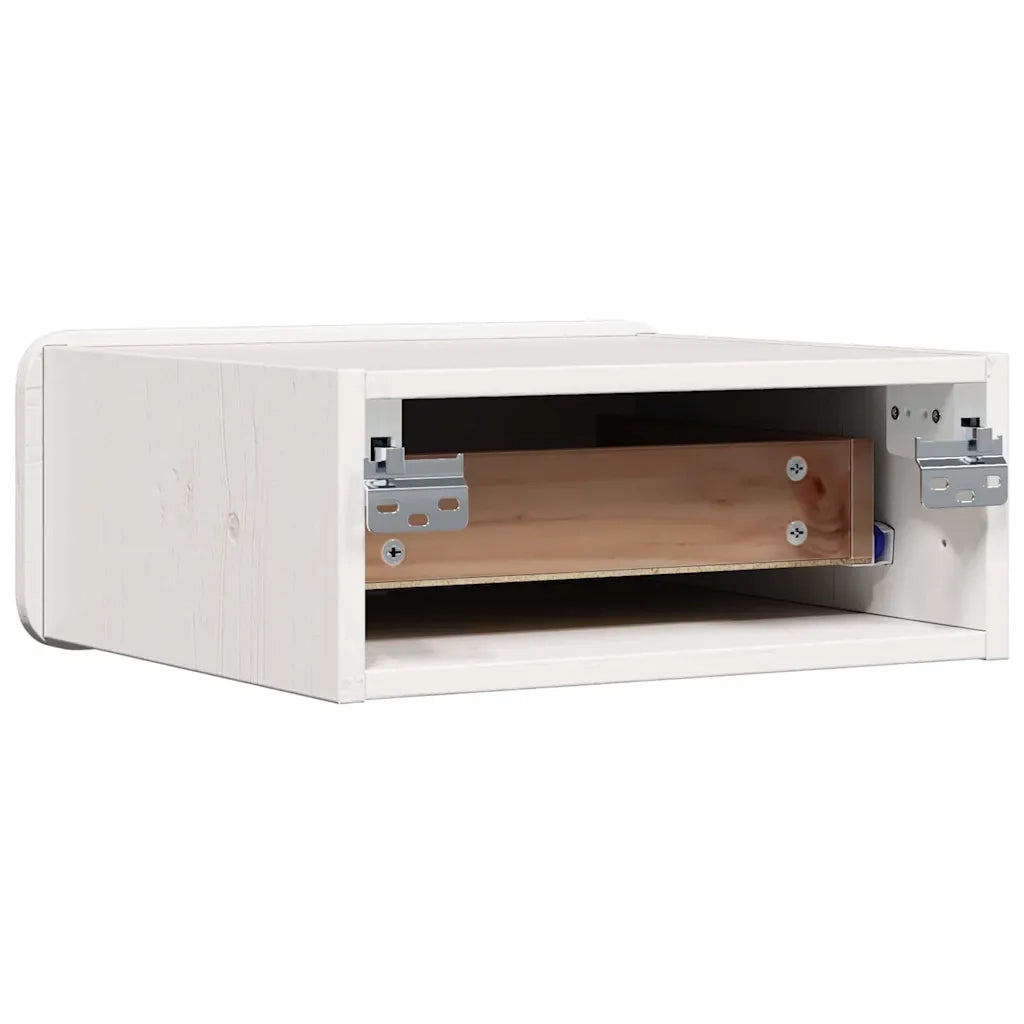 Comodino Bianco 39 x 34 x 16,5 cm Legno di pino massello 873501