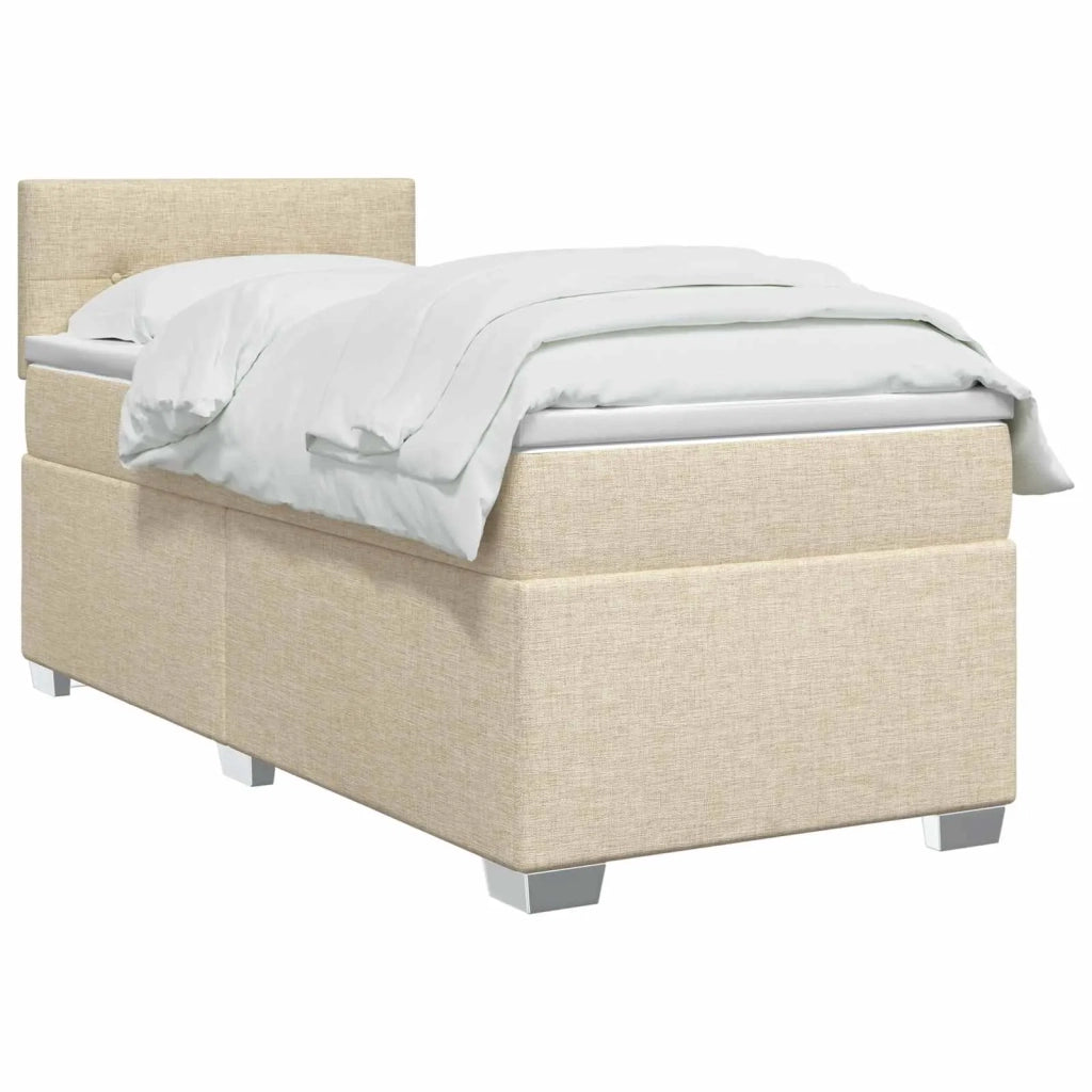Letto box spring con materasso Crema 90 x 200 cm Tessuto 3450395