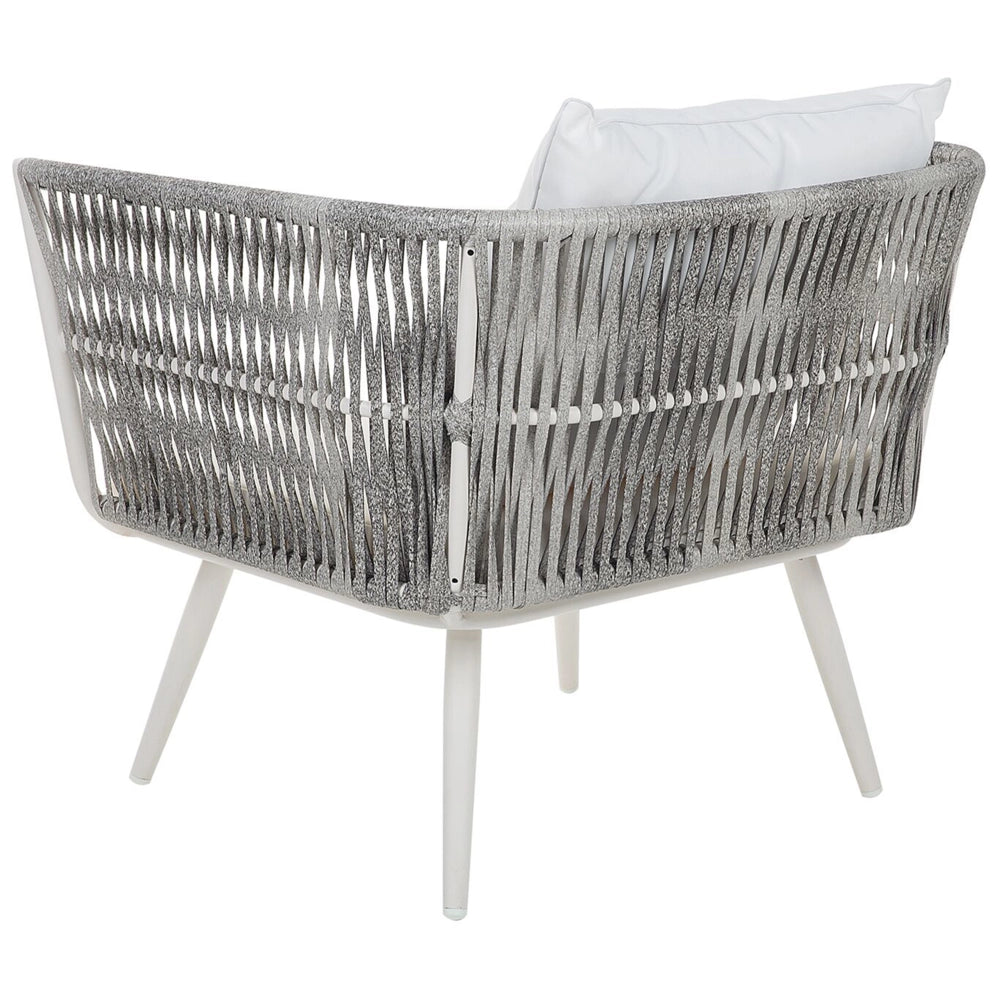 Set conversazione da giardino in rattan sintetico bianco da esterno a 4 posti con cuscini per tavolini