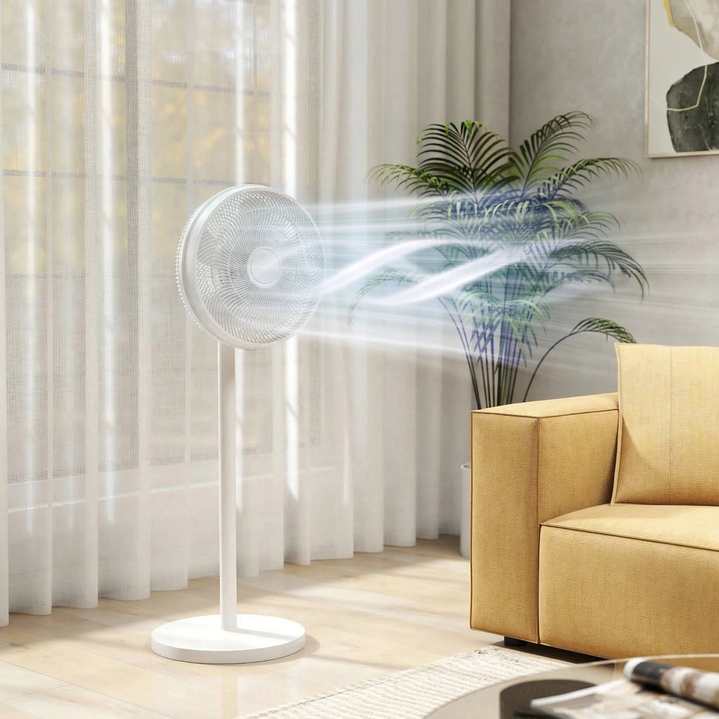 Ventilatore a Piantana con Telecomando. Regolabile in Altezza. 4 Velocit¨¤. Oscillazione 80¡ã. Bianco