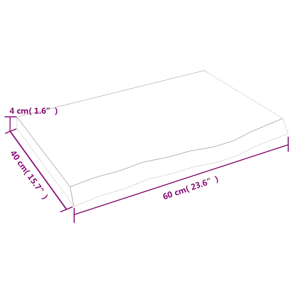 Piano Tavolo Marrone 60x40x(2-4) cm Massello Rovere Trattato