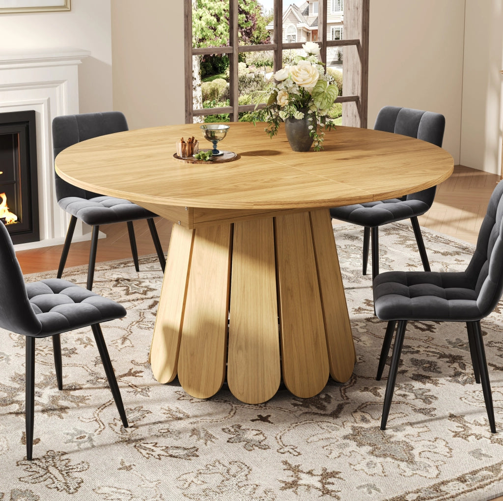Tavolo da pranzo allungabile rotondo in MDF, 118-158 cm