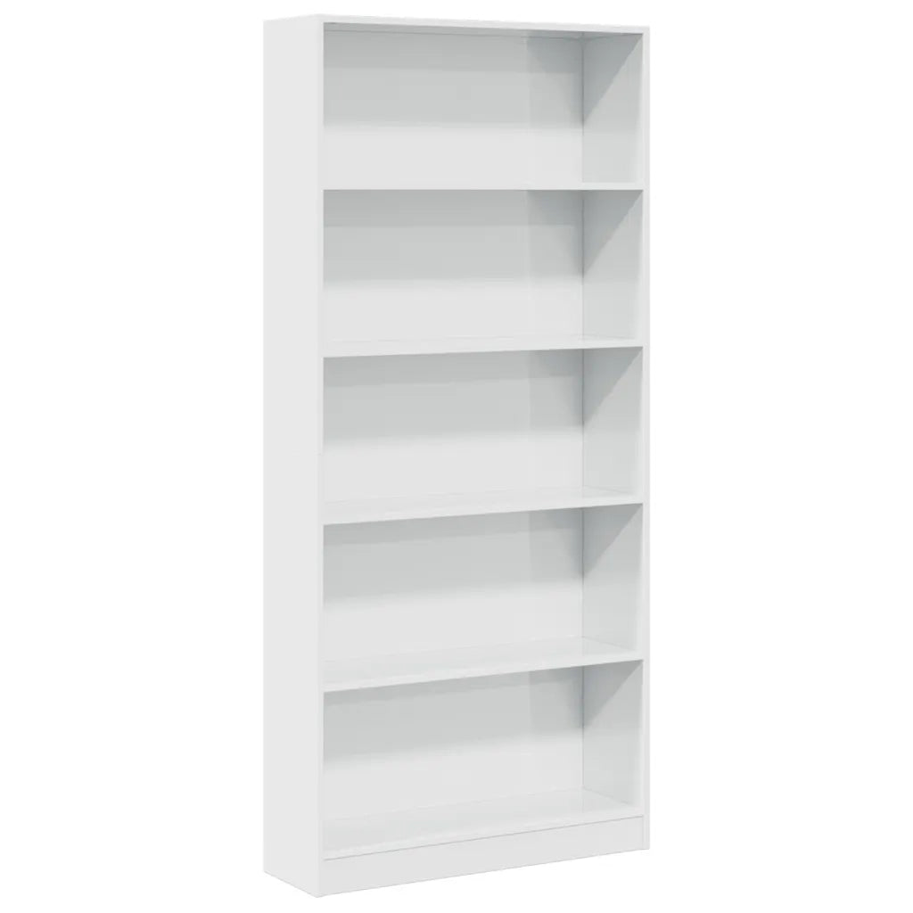 Libreria Bianco Lucido 80x24x176 cm in Legno Multistrato 858308