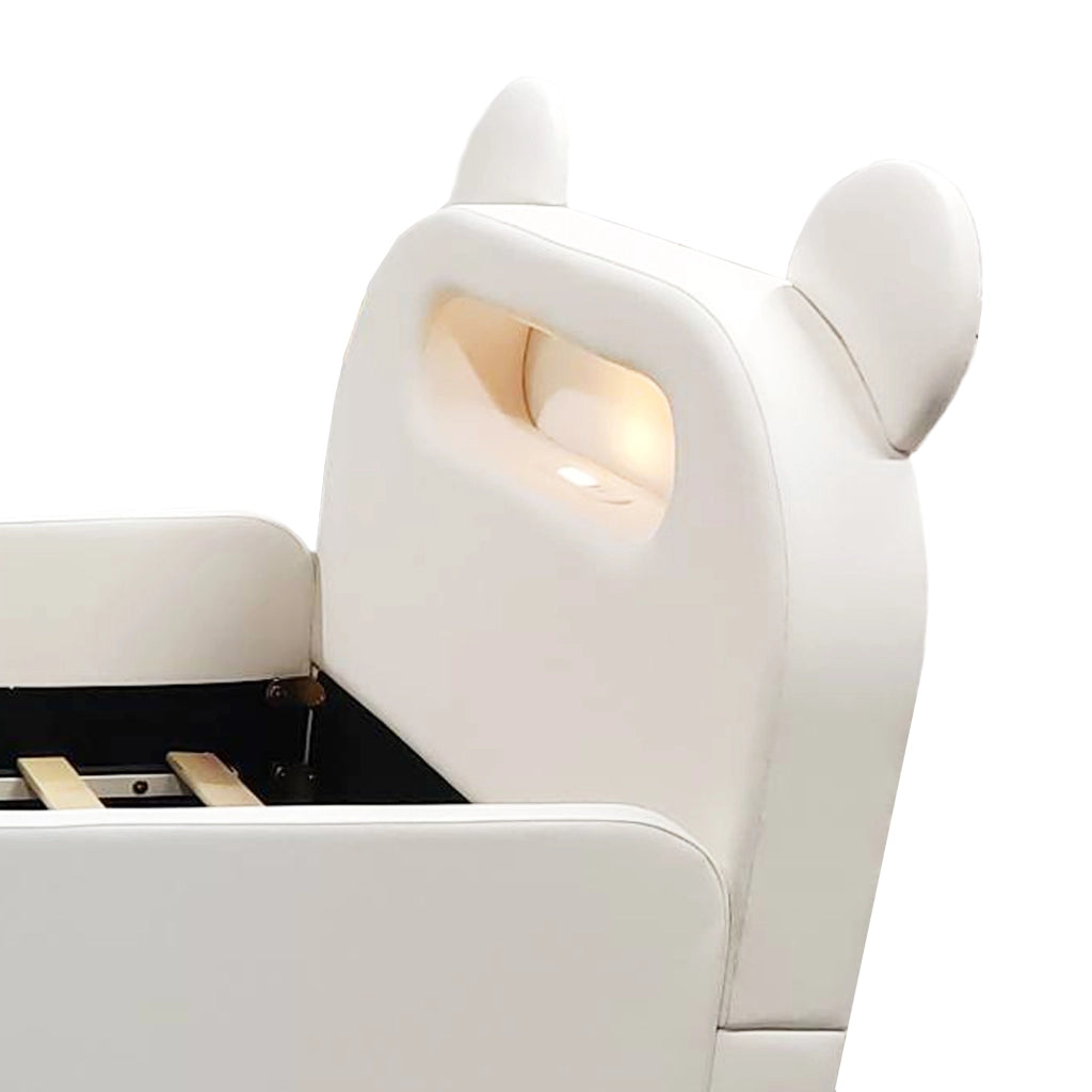 Letto per bambini 90 × 200 cm con contenitore, luce notturna USB e sponde, senza materasso, bianco