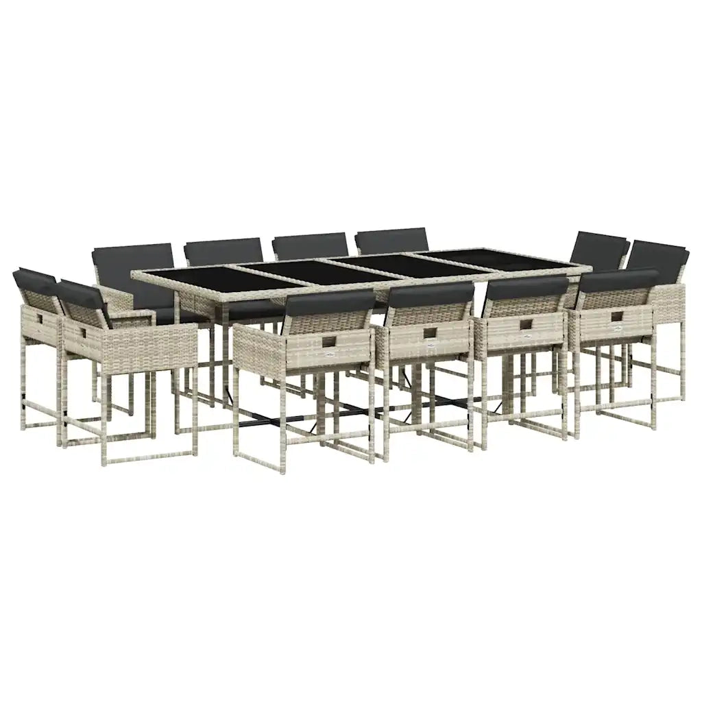 Set da Pranzo da Giardino 13pz con Cuscini Grigio in Polyrattancod mxl 88563