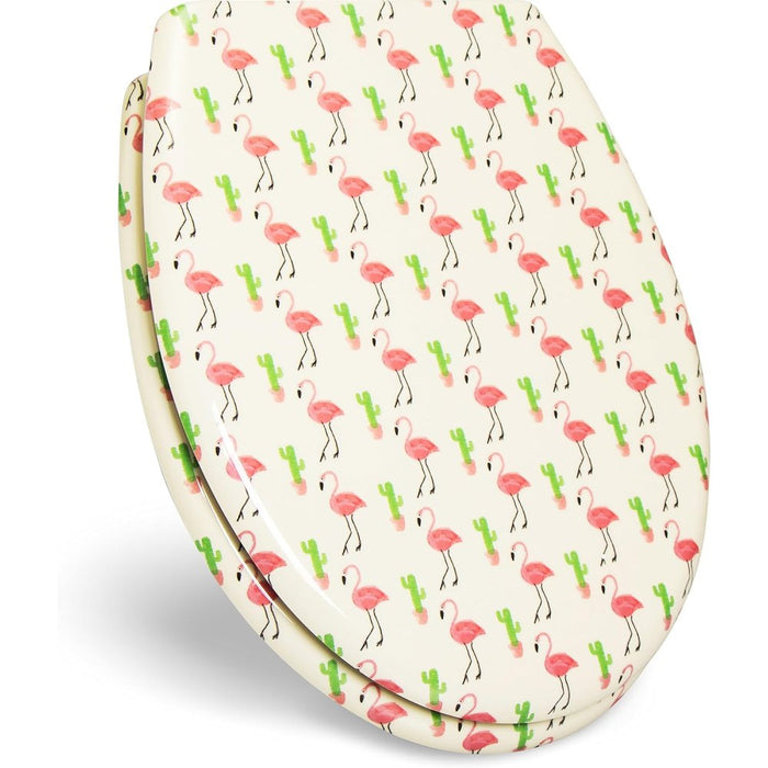 Sedile per wc fantasia e chiusura ammortizzata - modello fenicot