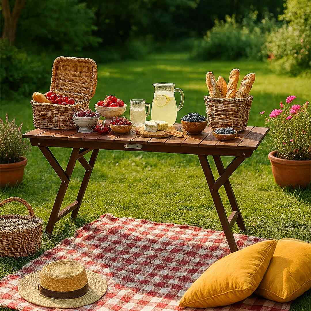 Tavolo tavolino pieghevole in legno noce scuro 140 x 70 cm richiudibile