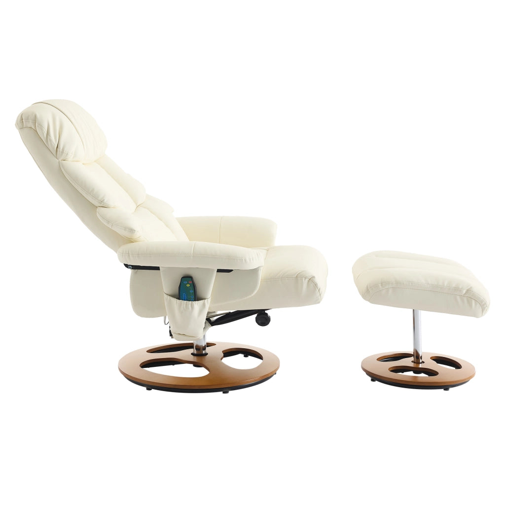 Poltrona Relax Massaggiante Reclinabile con Poggiapiedi Girevole ¨C MINIMAL ¨C Similpelle Bianco
