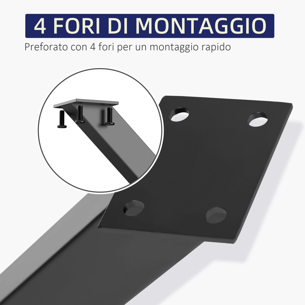 Gambe Tavolo in Acciaio ¨C Minimal ¨C Nero, 80x4x72cm
