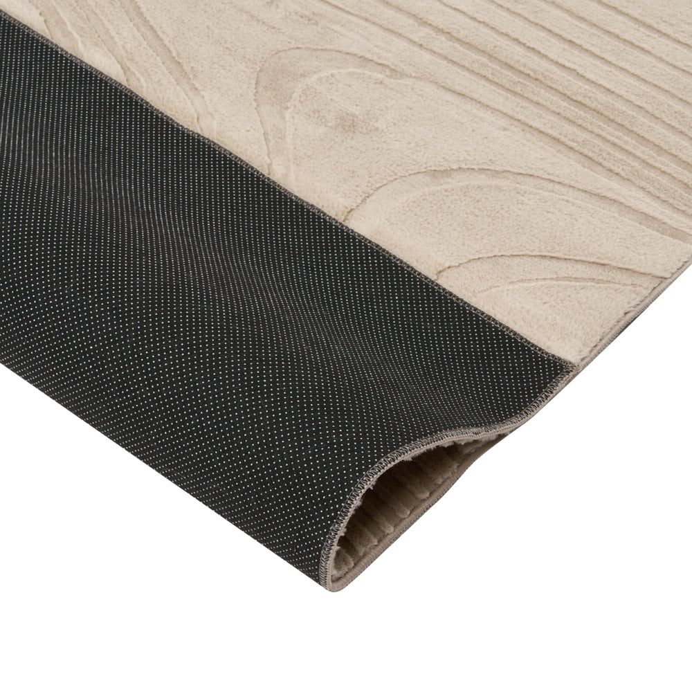 Tappeto da corridoio in pelliccia sintetica di coniglio, beige, in poliestere, 80 x 300 cm, morbido, a pelo lungo, motivo geometrico