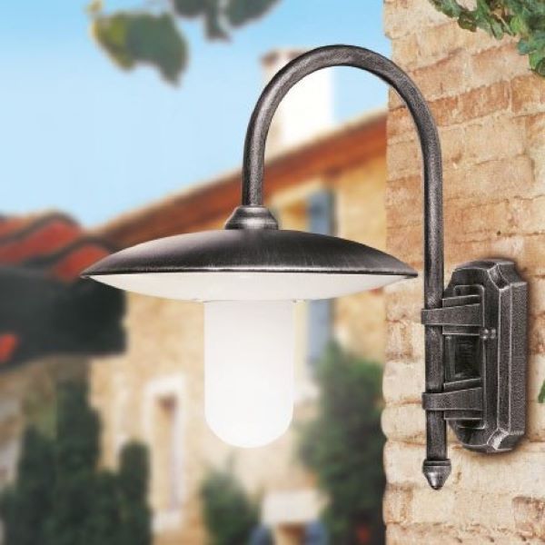 APPLIQUE DA PARETE DOWN PER ESTERNO NERO-ARGENTO 1XE27 MORETTI