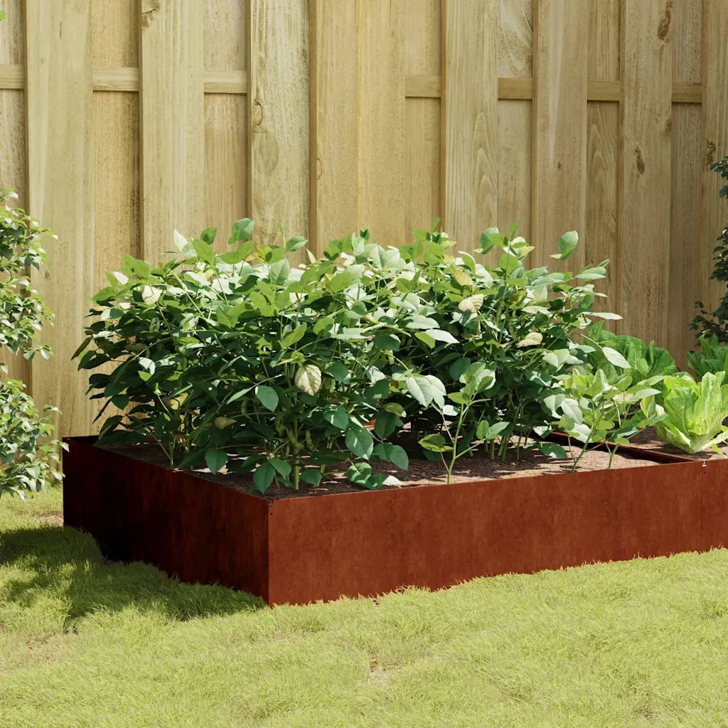 Fioriera | Cassetta per fiori | Vaso Rialzata da Giardino 100x100x41 cm in Acciaio Corten