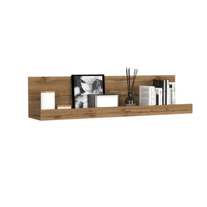 WHOUS Mensola da Muro CHRONOS per Soggiorno con Bordo Rialzato, Libreria Multiuso da Parete per Salotto, Bagno e Sala da Pranzo, 120x25x28 cm, Rovere