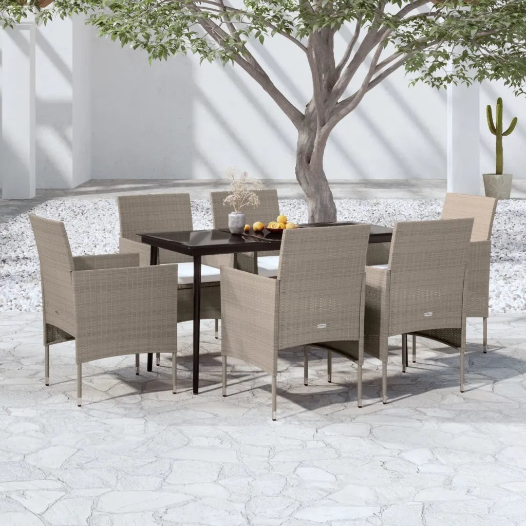 Set da Pranzo da Giardino 7 pz con Cuscini Beige e Nero cod mxl 42155