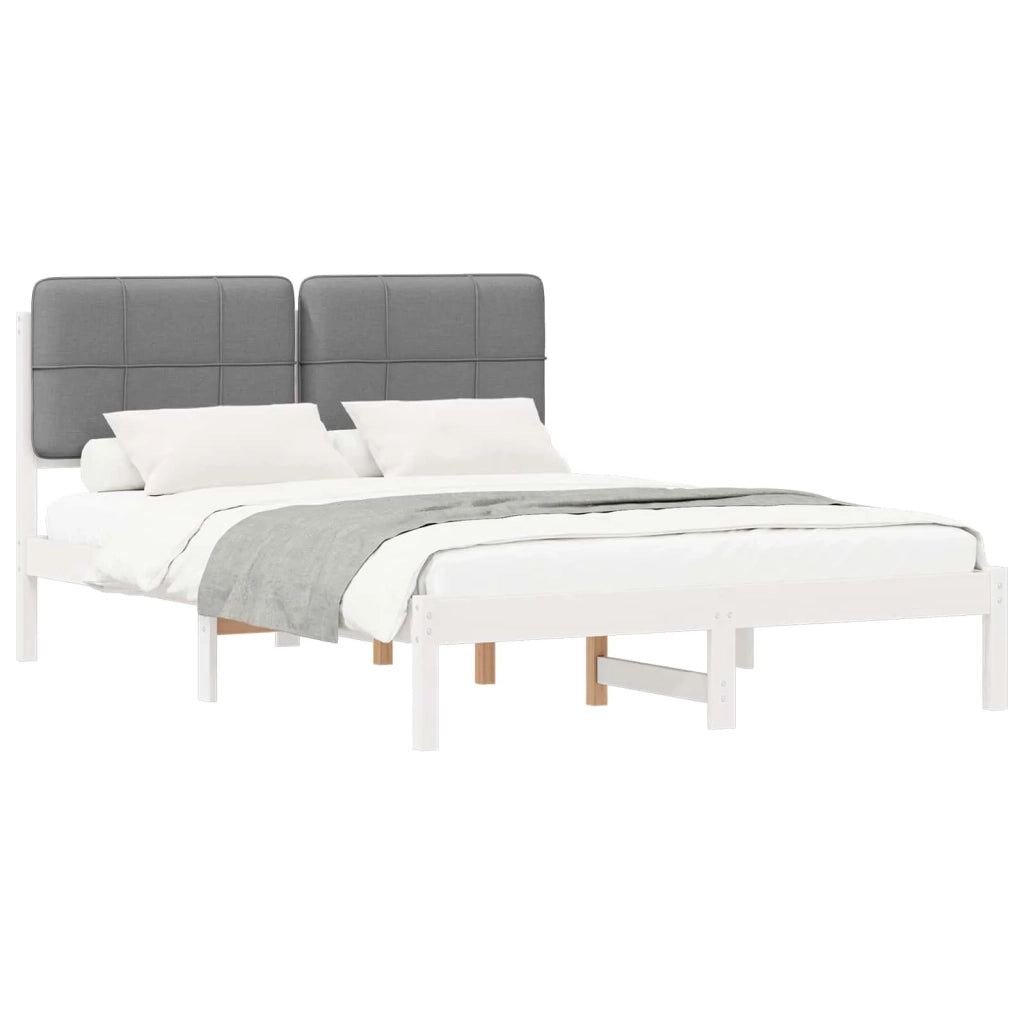 Letto con Testiera Rivestita Grigio chiaro 140 x 190 cm 877988